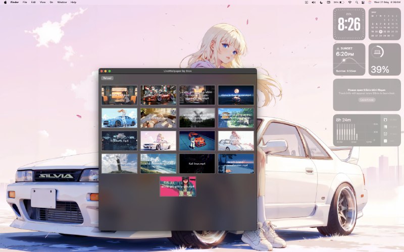  #优质应用  软件名称：LiveWallpaperMacOS  支持平台：#macOS   软件价格：免费  软件简介：一款开源的动态壁纸应用程序，允许用户将视频文件（支持.mp4和.mov格式）设置为桌面壁纸，可以通过Homebrew轻松安装该应用，并在应用程序文件夹中放置壁纸文件
