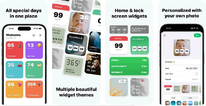  #应用限免  软件名称：Day Counter - Moments Widget  支持平台：#iOS 16.1+  软件价格：外区内购限免  软件简介：一款帮助您庆祝生活里程碑的倒计时应用