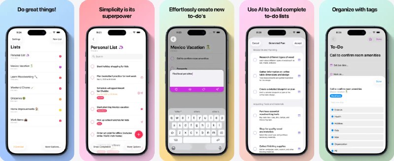  #应用限免  软件名称：Super To-Do's  支持平台：#iOS 17.6+  软件价格：￥38.00 -> ¥0.00  软件简介：一款任务管理工具，它支持清单与任务创建、自定义标签、优先级标记、地点提醒、图片和备注添加、重复任务、Siri 快捷操作、主屏幕和 Today 小组件、自定义列表颜色等多种功能