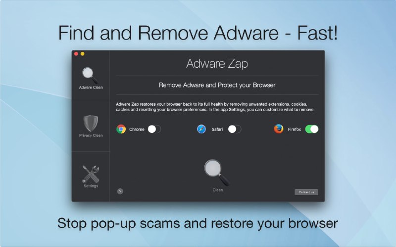  #优惠活动  软件名称：Adware Zap Browser Cleaner  支持平台：#macOS 13.0+  软件价格：¥48.00 -> ¥28.00  软件简介：一款浏览器隐私保护应用，可以消除广告，防止浏览器劫持，您可以自定义退出浏览器时清除历史记录、cookies等信息，最大程度保护您的信息不泄漏  软件下载：点击下载 频道    群聊    投稿    商务
