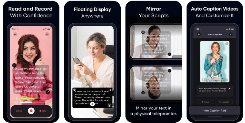  #应用限免  软件名称：提词器 - 视频脚本  支持平台：#iOS 13.0+  软件价格：内购限免  软件简介：一款视频提词器应用，让您在手机录制视频时显示文本脚本，支持文本对齐、样式调整和字体大小变化以适应您的习惯，帮助提升自信和专业形象