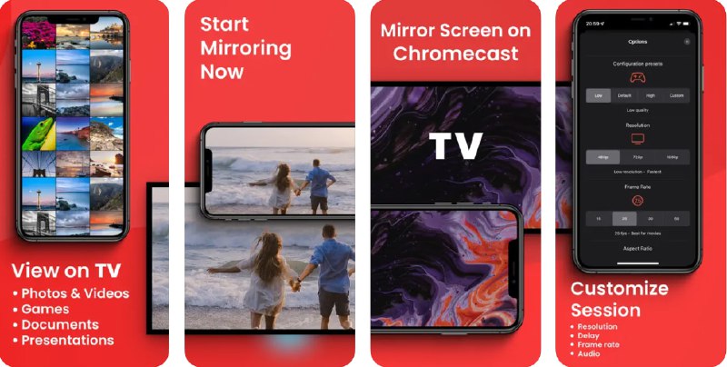  #应用限免  软件名称：Screen Mirror Google Cast TV  支持平台：#iOS 13.0+  软件价格：内购限免  软件简介：一款将 iPhone 或 iPad 的屏幕实时投射到 Chromecast 及其他兼容电视设备的应用，其主要功能包括：高清镜像、观看照片和视频、在电视上浏览网页、无延迟流媒体播放、可调节画质和音质等，支持小米电视盒子、Sony、TCL、海信等等品牌的电视