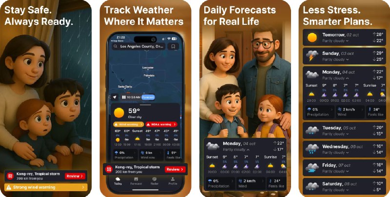  #应用限免  软件名称：天气预警: Weather SkyRadar Safe  支持平台：#iOS 15.6+  软件价格：内购限免（走完流程后关闭订阅页面，从个人资料界面进入内购）  软件简介：一款天气预警应用，通过精准实时的气象信息和个性化紧急预警，帮助您及家人提前应对恶劣天气，保障出行和健康
