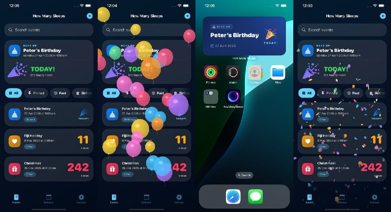  #应用限免  软件名称：How Many Sleeps: Countdown   支持平台：#iOS 18.2+  软件价格：内购限免  软件简介：一款以「睡眠次数」为单位的倒计时应用，用更生动的方式期待生日、假期、旅行等重要时刻
