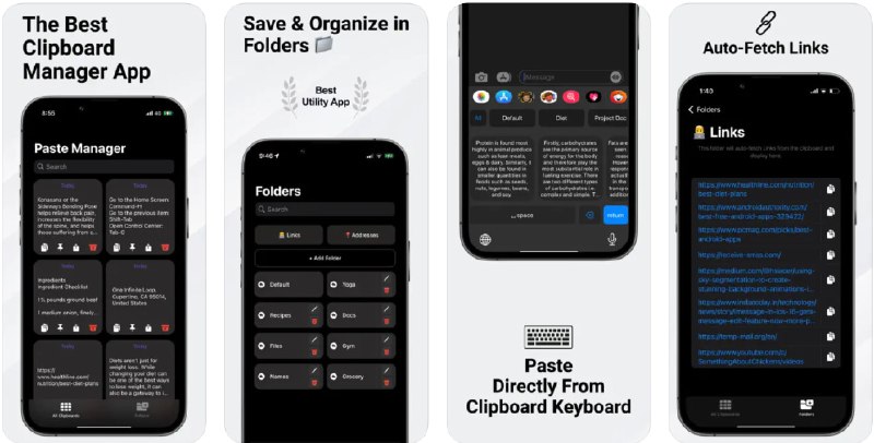  #应用限免  软件名称：Clipboard Keyboard Manager App  支持平台：#iOS 15.0+  软件价格：内购限免  软件简介：一款剪贴板管理工具，让您轻松管理和存储多条剪贴板内容，并通过内置的键盘扩展，快速调用保存的剪贴项进行粘贴