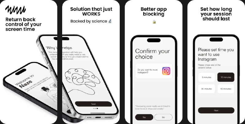  #应用限免  软件名称：Naze: Screen Time Control  支持平台：#iOS 17.0+  软件价格：内购限免  软件简介：一款帮助您控制数字习惯的应用，减少无意识的手机使用和社交媒体的时间浪费