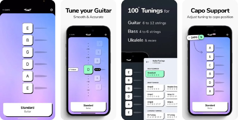  #应用限免  软件名称：TUNY: Tuner for Guitar & more  支持平台：#iOS 14.0+ #macOS 11.0+  软件价格：内购限免  软件简介：一款适用于吉他、贝斯、尤克里里、小提琴等乐器的调音器应用