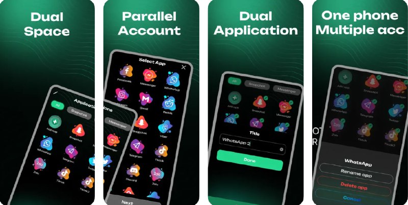  #应用限免  软件名称：Dual Space - Parallel Space  支持平台：#iOS 14.5+  软件价格：内购限免  软件简介：一款用于在同一设备上同时登录多个社交应用账户的工具，支持Facebook、Instagram、Whatsapp等