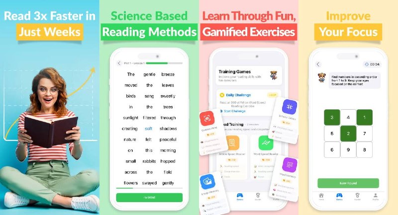  #应用限免  软件名称：Speed Reading Learn 3x Faster  支持平台：#iOS 16+  软件价格：内购限免  软件简介：游戏化阅读训练应用，通过个性化学习路径和科学方法提升阅读速度与理解力