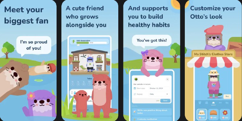  #应用限免  软件名称：Otto: Motivational Pet Otter  支持平台：#iOS 13.0+  软件价格：内购限免  软件简介：一款帮助您建立和保持健康习惯的虚拟宠物养成应用，您可以通过达成每日目标来养育自己的可爱水獭宠物Otto，获得奖励并提升整体健康状况