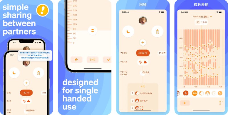  #应用限免  软件名称：乐宝贝-育儿日记  支持平台：#iOS 15.2+  软件价格：内购限免（应用中点击空白处进入设置界面即可看到内购选项）  软件简介：一款专为新生儿父母设计的育儿记录应用，支持快速记录母乳喂养、奶粉喂养、维他命补充、尿片更换、睡眠、体重、身高、头围、体温等日常育儿信息，同时还能添加其他个性化笔记