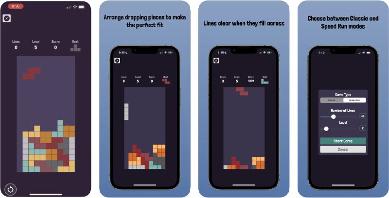  #应用限免  软件名称：Block Drop Dash  支持平台：#iOS 13.0+  软件价格：¥8.00 -> ¥0.00  软件简介：经典俄罗斯方块游戏，没有广告，支持经典和速通模式（比拼消除一定行数的时间），您还可以调整方块下落的速度来提升难度