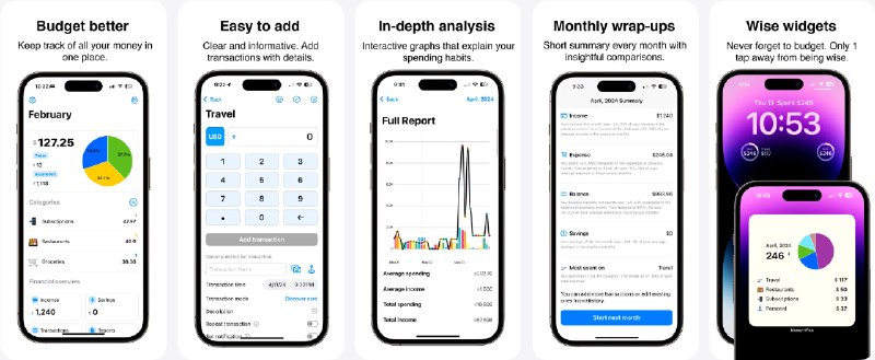  #应用限免  软件名称：Money-Wise  支持平台：#iOS 15,0+  软件价格：内购限免  软件简介：一款记账应用