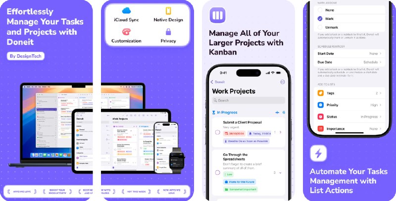  #应用限免  软件名称：任务清单 - Doneit  支持平台：#iOS 17.0+ #macOS 14.0+  软件价格：内购限免  软件简介：一款项目和任务管理器，你可以使用文件夹、标签、优先级、状态等多种方式管理任务和子任务，并支持智能类别与各种视图（列表、网格、面板、时间线等）