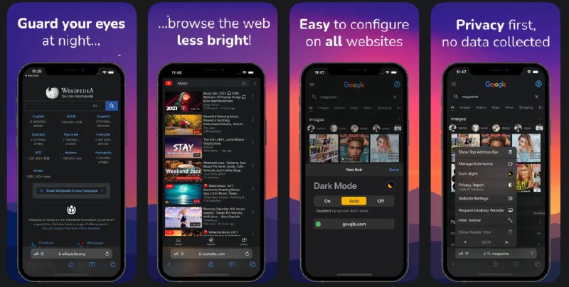  #应用限免  软件名称：Dark Night - mode for Safari  支持平台：#iOS 15.0+  软件价格：¥18.00 -> ¥0.00  软件简介：一款深色模式应用，能够帮助您在使用 Safari 访问大部分网站时都不被闪瞎双眼
