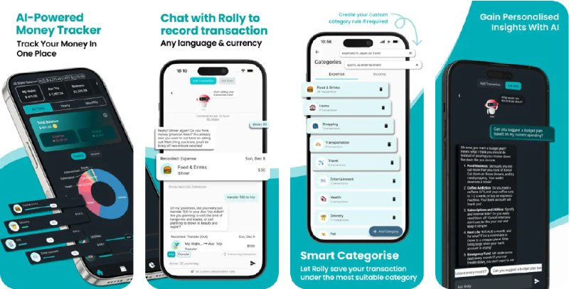  #应用限免  软件名称：Rolly: AI Money Tracker  支持平台：#iOS 14.0+  软件价格：内购限免（代理环境）  软件简介：一款先进的财务管理助手，可利用 AI 技术通过简单的聊天互动来记录和分类您的收入与支出