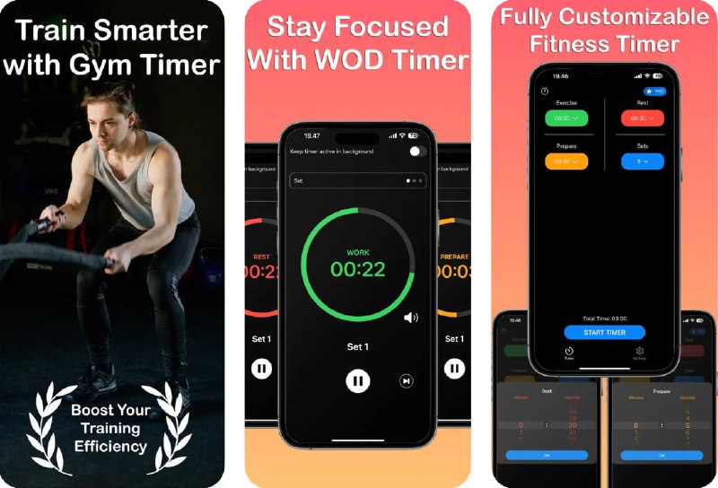  #应用限免  软件名称：Gym Timer  支持平台：#iOS 15.0+  软件价格：内购限免（魔法上网）  软件简介：一款为健身用户设计的智能计时器应用，为你的训练计划带来高效与专注