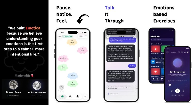  #应用限免  软件名称：Emotica - 情绪追踪与心情日记  支持平台：#iOS 18.0+  软件价格：内购限免（点击free trial进入选择lifetime）  软件简介：一款AI驱动的情绪日记与心理健康伴侣，支持35种情绪记录、8个类别、20种触发因素