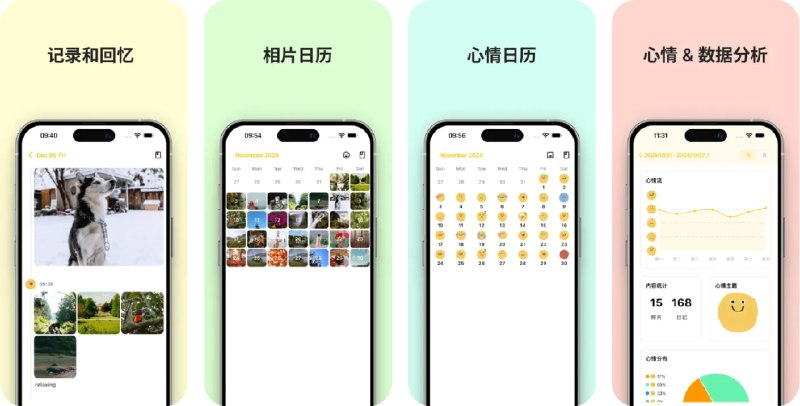  #应用限免  软件名称：记忆瓶 - 照片心情日记  支持平台：#iOS 12.0+  软件价格：内购限免  软件简介：一款以照片和文字记录心情的日记应用