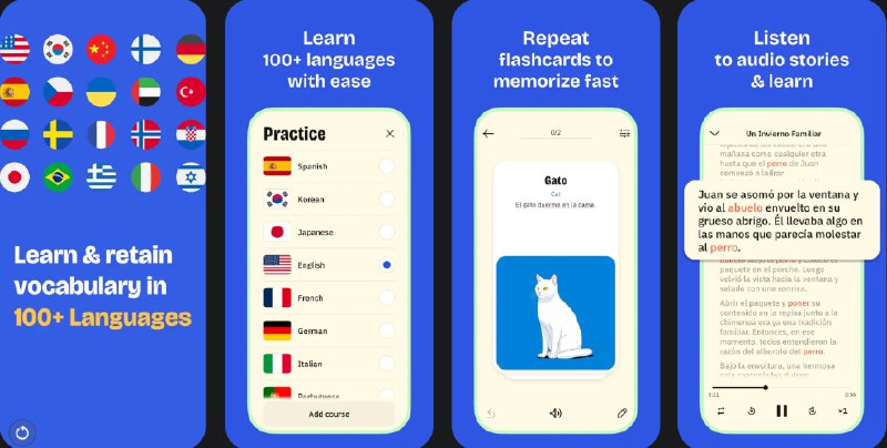  #应用限免  软件名称：Karteto: Vocab Builder  支持平台：#iOS 13.0+  软件价格：内购限免（卡在主页请重启）  软件简介：一款语言学习应用，帮助您通过互动的语言闪卡快速扩展词汇量