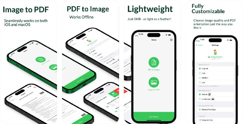  #应用限免  软件名称：Imgs2PDF - PDF Converter   支持平台：#iOS 17.0+  软件价格：内购限免（若价格不为0请重启应用）  软件简介：一款 PDF 转换工具，让您可以将图片转换为 PDF 文件，也可以从 PDF 文件中导出图片