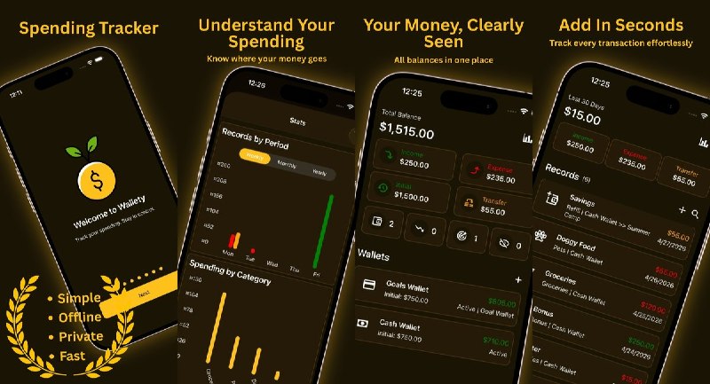  #应用限免  软件名称：Spending Tracker: Wallety  支持平台：#iOS 15.1+  软件价格：内购限免  软件简介：一款简洁强大的记账应用，支持分类记录收支、收据管理、多账户汇总、储蓄目标追踪和可视化图表分析