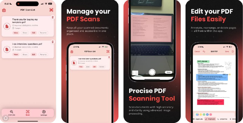  #应用限免  软件名称：PDFForge - PDF Scanner & Edit  支持平台：#iOS 17  软件价格：内购限免（若显示原价请重启应用）  软件简介：一款全能 PDF 扫描与编辑工具
