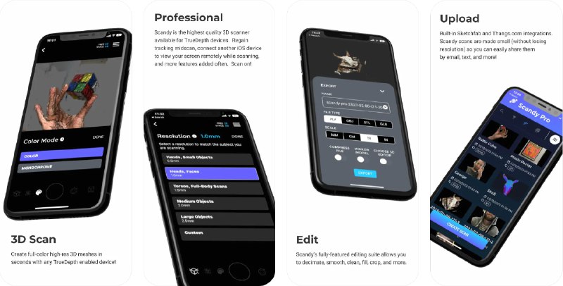  #应用限免  软件名称：Scandy Pro: 3D Scanner, 3D App  支持平台：#iOS 15.0+  软件价格：内购限免  软件简介：一款先进的 3D 扫描应用，您可以通过 iPhone 或 iPad 将真实世界的物体扫描成 3D 模型