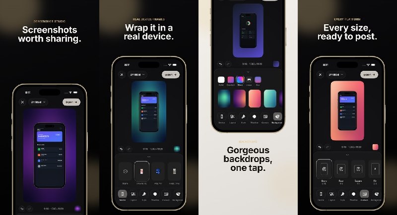  #优质应用  软件名称：Polish – Mockup Studio  支持平台：#iOS 26.2+  软件价格：免费  软件简介：一款截图美化工具，为截图添加真实设备边框和精美背景，一键导出适配 Instagram、X、TikTok、YouTube 等各社交平台尺寸的高质量图片