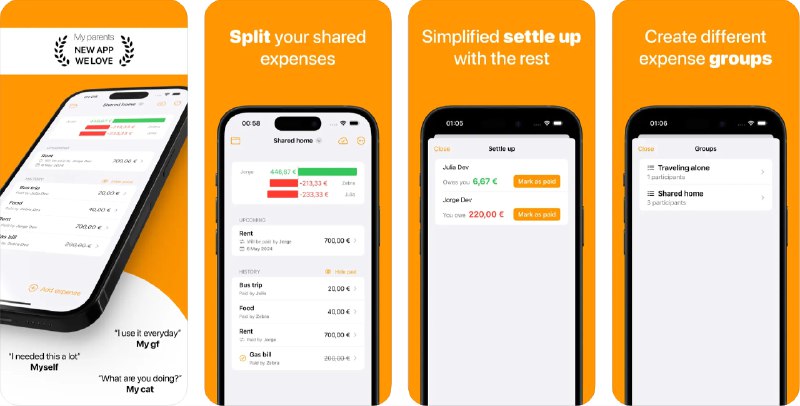  #应用限免  软件名称：Bill Share: Split expenses  支持平台：#iOS 17.0+  软件价格：内购限免  软件简介：一款用于分摊费用和账单的应用