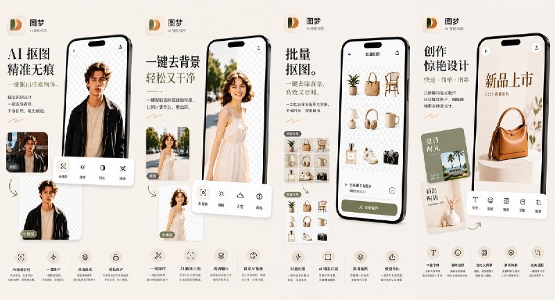  #应用限免  软件名称：图梦 - 抠图&修图  支持平台：#iOS 18.6+  软件价格：内购限免  软件简介：一款专业影像级图片编辑工具，支持一键抠图、拍照抠图（自动识别主体）、移除背景、图片打码/模糊、自由涂鸦、九宫格/六宫格/四宫格制作、Color Walk封面生成，高清无损导出