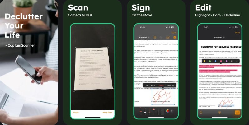  #应用限免  软件名称：CaptainScanner: PDF Scanner  支持平台：#iOS 16.0+  软件价格：内购限免  软件简介：一款PDF扫描应用，您可以通过相机扫描、从相册导入或文件应用导入纸质文件、收据和笔记，并将其转换为PDF文件