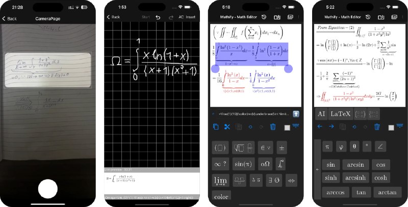 #应用限免  软件名称：Mathify - AI Math Editor  支持平台：#iOS 12.2+  软件价格：￥88.00 -> ¥0.00  软件简介：一款 AI 驱动的所见即所得数学公式编辑器