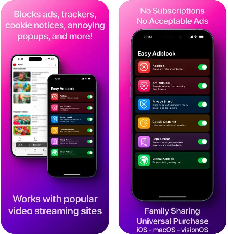  #应用限免  软件名称：Easy Adblock for Safari  支持平台：#iOS 16.6+ #macOS 14.0+  软件价格：¥15.00 -> ¥0.00  软件简介：一款旨提供无干扰和私密浏览体验的 Safari 插件