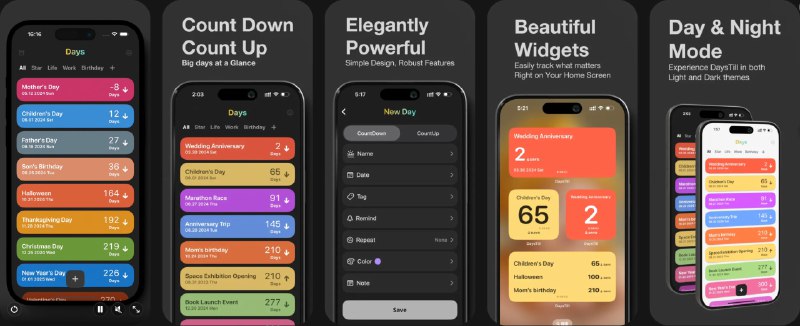  #应用限免  软件名称：DaysTill -日至  支持平台：#iOS 17.0+  软件价格：内购限免  软件简介：一款纪念日与提醒工具，支持未来事件倒计时与过去日子正计时，并内置强大的标签系统方便分类管理