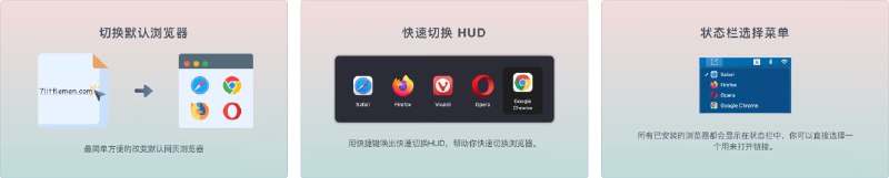  #应用限免  软件名称：多浏览器 - 谷歌浏览器一键选择  支持平台：#macOS 10.15+  软件价格：内购限免  软件简介：一款方便的工具，可让您快速切换用哪个浏览器打开链接，特别适合拥有多个浏览器的用户