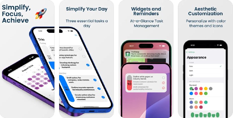  #应用限免  软件名称：Trio: Mindful Todo List  支持平台：#iOS 17.6+  软件价格：内购限免  软件简介：一款帮助用户专注于生产力的待办事项应用