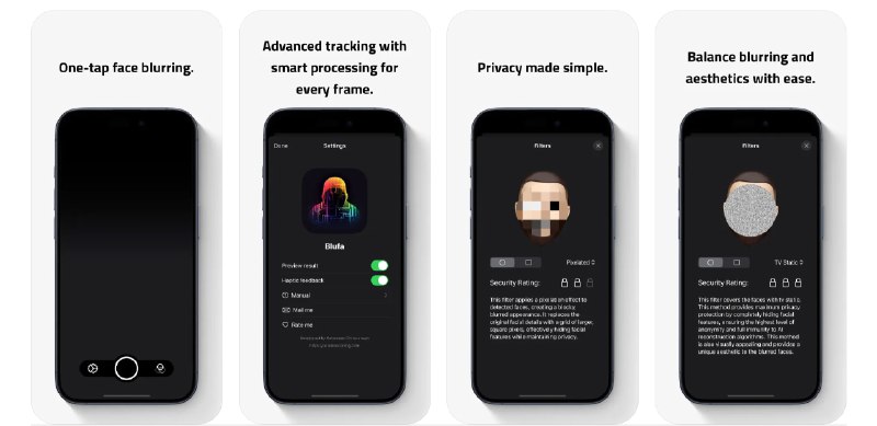  #优质应用   软件名称：Blufa  支持平台：#iOS 17.0+  软件价格：免费  软件简介：一款给照片、视频打上马赛克的应用，可通过先进的面部识别和智能算法进行快速面部模糊，该过程完全在设备上处理以确保数据安全；支持通用格式、可定制的模糊滤镜、分享选项以及友好的界面