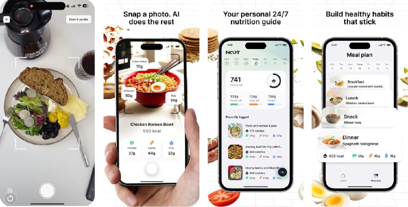  #应用限免  软件名称：Noot: Nutrition & Diet Coach  支持平台：#iOS 15.1+  软件价格：内购限免  软件简介：一款 AI 驱动的饮食与体重管理助手，集膳食规划、卡路里与宏量营养素追踪于一体