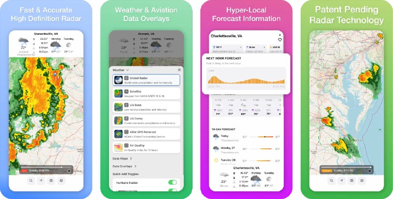  #应用限免  软件名称：Radar Omega - Live Weather  支持平台：#iOS 14.0+  软件价格：内购限免（内购界面点击 Ver outros planos 即可看见限免选项）  软件简介：一款天气预报应用