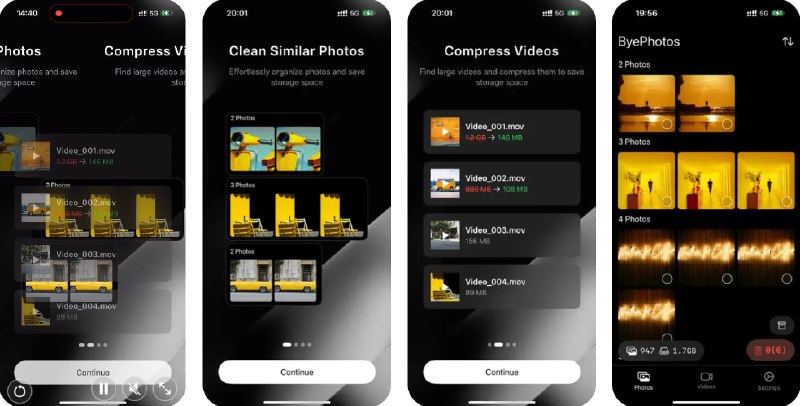  #应用限免  软件名称：ByePhotos - 智能相册清理助手  支持平台：#iOS 17.0+  软件价格：内购限免  软件简介：一款用于智能管理和清理照片库的工具，支持查找重复照片和视频、按大小、日期和位置过滤和排序图片、智能推荐清理不清晰的照片，快速选择多张照片进行删除等功能，让您可以更加有效地管理相册，同时节省存储空间