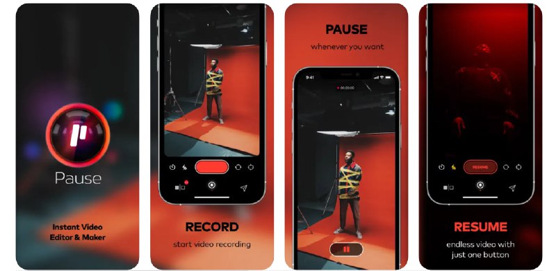  #应用限免  软件名称：Pause - Video editor & Camera  支持平台：#iOS 11.0+  软件价格：¥18.00 -> ¥0.00  软件简介：一款实时视频剪辑编辑器，允许您在录制时随时暂停和恢复