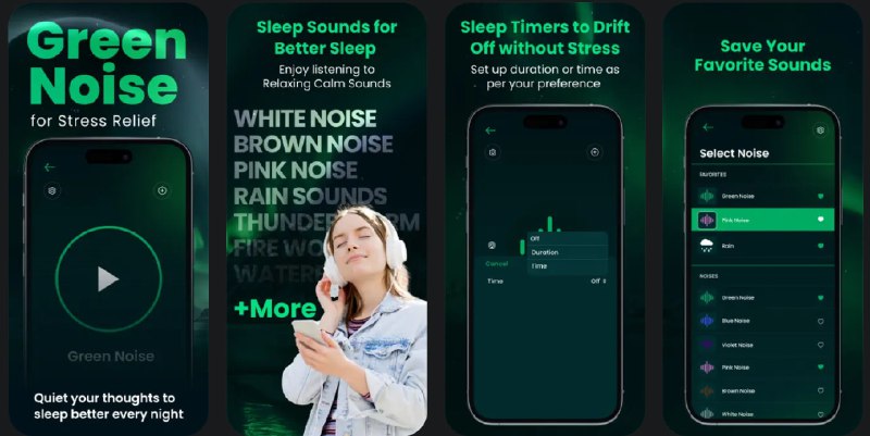  #应用限免  软件名称：Green Noise App  支持平台：#iOS 17.0+  软件价格：内购限免  软件简介：一款帮助您放松、专注或入睡的白噪音应用