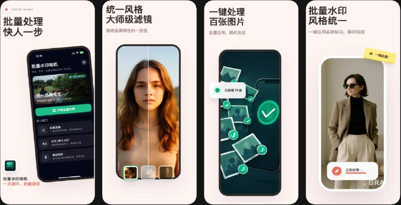 #应用限免  软件名称：批量水印相机-图片批量加水印处理  支持平台：#iOS 18.0+  软件价格：￥8.00 -> ¥0.00  软件简介：一款批量图片处理工具，支持一次性为多张图片添加文字或图片水印，可自定义水印位置、大小和透明度，提供多款质感滤镜，支持无损导出保持原图画质