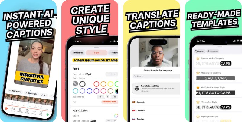  #应用限免  软件名称：Captions For Videos – AutoCaps  支持平台：#iOS 17.0+  软件价格：内购限免  软件简介：一款基于 AI 的自动字幕和视频编辑工具，能够快速生成专业字幕并通过强大的内置视频编辑器精细调整内容