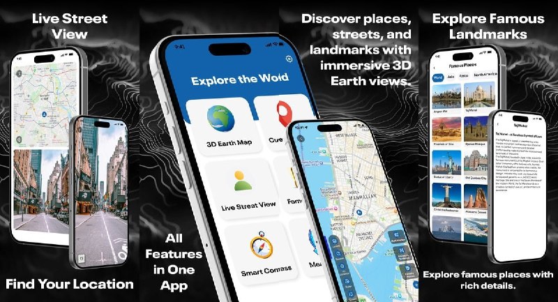  #应用限免  软件名称：Zoom Earth: Street View-Satellite Map Live Camera  支持平台：#iOS 15.0+  软件价格：内购限免  软件简介：一款3D街景地图浏览工具，支持沉浸式3D街景探索、高清卫星地图、距离与面积测量、附近地点搜索