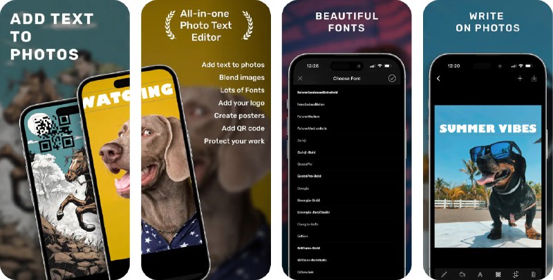  #应用限免  软件名称：Add Text on Photo・视频水印,图片写字,编辑  支持平台：#iOS 16.0+  软件价格：内购限免  软件简介：一款便捷的水印制作和文本编辑应用，您可以轻松地在照片和视频中添加文本、水印、二维码等