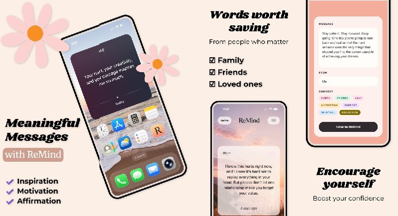  #应用限免  软件名称：Message Diary - ReMind  支持平台：#iOS 15.6+  软件价格：内购限免  软件简介：一款珍藏重要短信和鼓励话语的日记应用，支持分类标签整理、桌面小组件每日灵感推送
