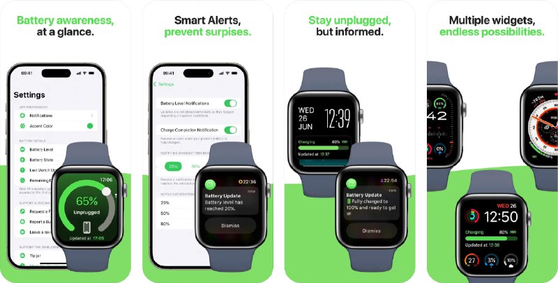  #应用限免  软件名称：Unplugged: Battery Life Stats  支持平台：#iOS 17.0+  软件价格：内购限免  软件简介：一款专为 Apple Watch 用户设计的电池状态监控工具，让您直接在手腕上轻松查看手机电池状态