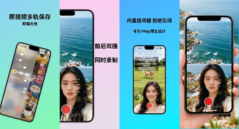  #应用限免  软件名称：2号相机  支持平台：#iOS 18.6+  软件价格：￥8.00 -> ¥0.00  软件简介：一款专为 Vlog 博主和自媒体创作者设计的双摄录制应用，支持前后镜头同时录制（画中画/分屏）、悬浮提词器、多轨视频独立保存、精准对焦曝光锁定